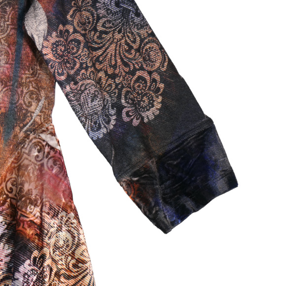 One World Tunic Knit Top Womens S Mixed Media Velour Stretch Velvet Asymmerical - Picture 4 of 7